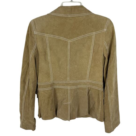 Y2K Cream Suede Loft Button Front Long Sleeve Jacket 8 M - Picture 2 of 6